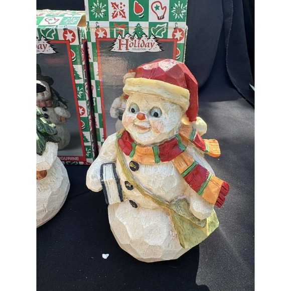 3 VINTAGE 1999 Christmas Snowman Figurines HOLIDAY COLLECTION World Bazaar -Ch8 - Picture 6 of 10